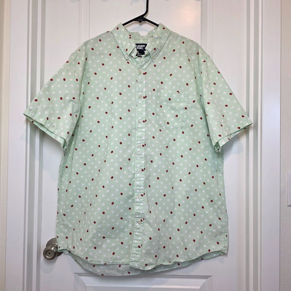 Lands End Ladybug Short Sleeve Shirt Mens XL Tall XLT Novelty Quirky Nature